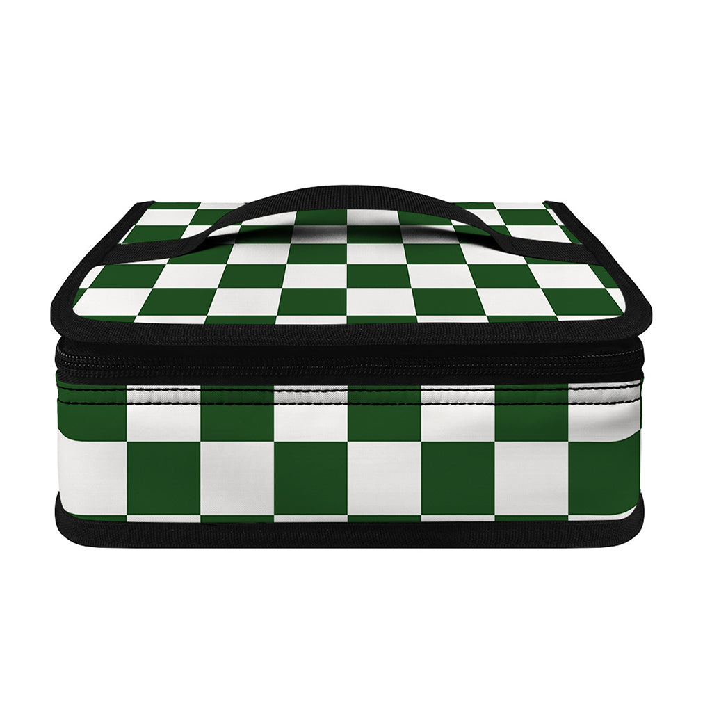 Forest Green And White Checkered Print Small Lunch Bag