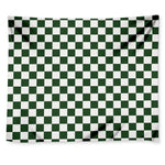 Forest Green And White Checkered Print Tapestry