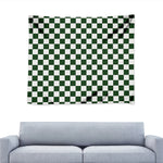 Forest Green And White Checkered Print Tapestry