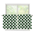 Forest Green And White Checkered Print Tier Curtains