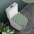 Forest Green And White Checkered Print Toilet Lid Cover