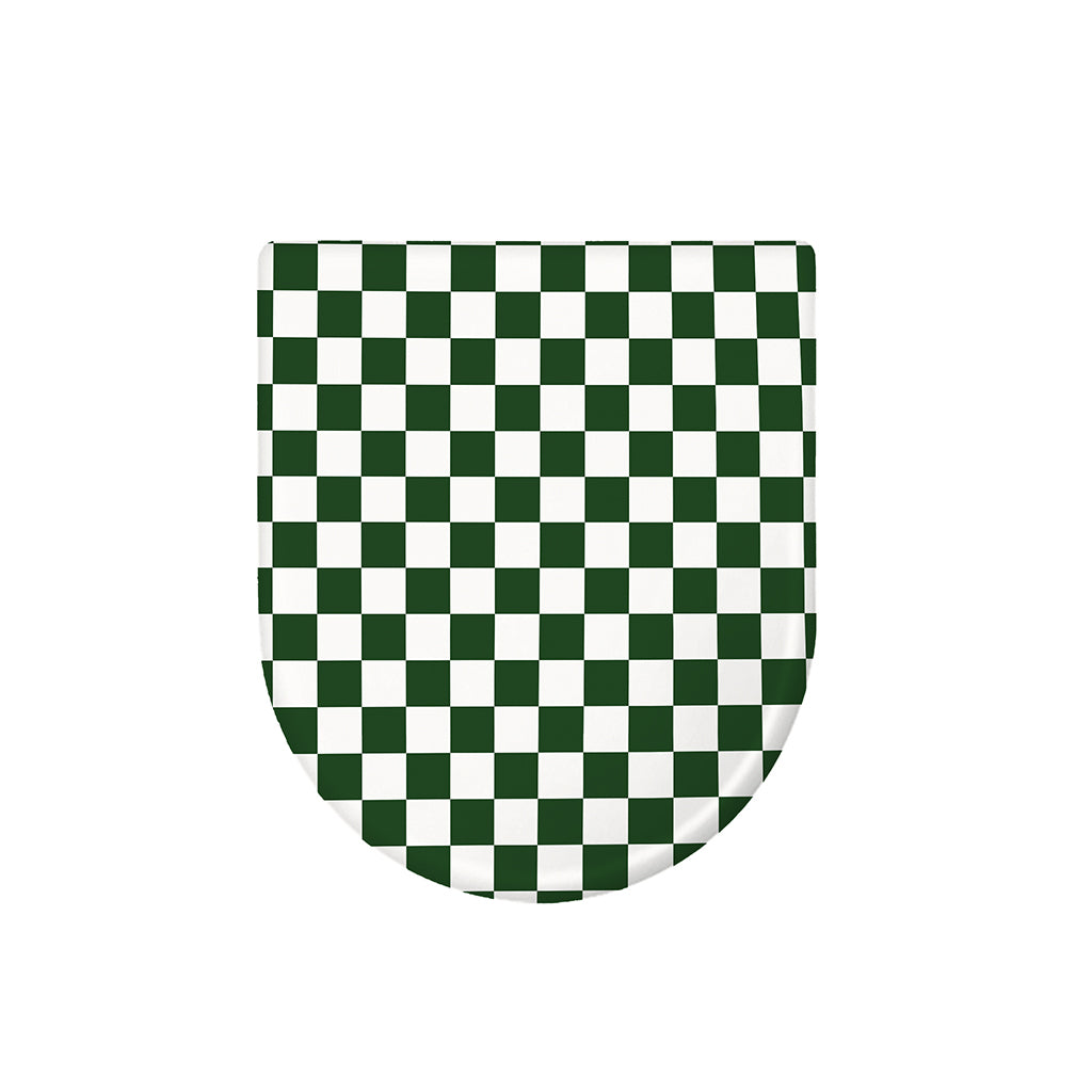 Forest Green And White Checkered Print Toilet Lid Cover