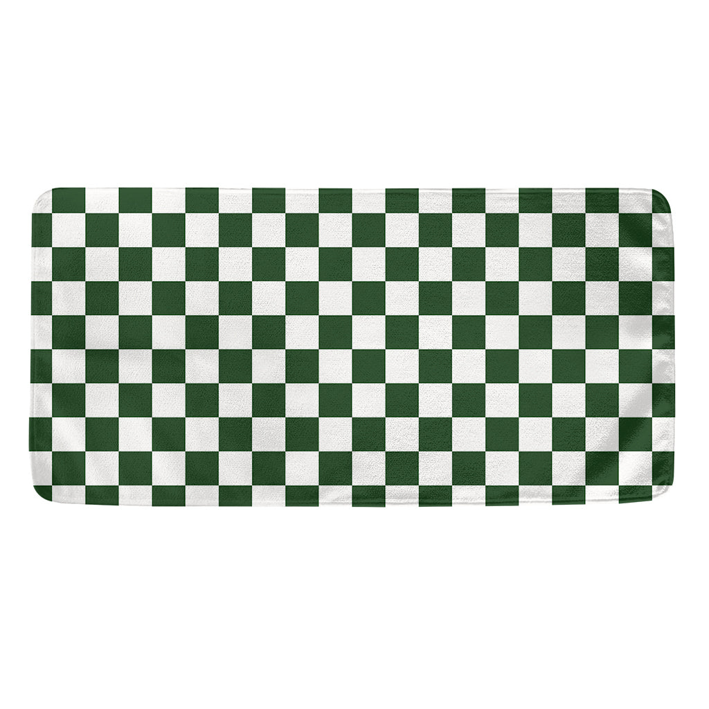 Forest Green And White Checkered Print Towel
