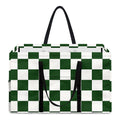 Forest Green And White Checkered Print Utility Tote Bag