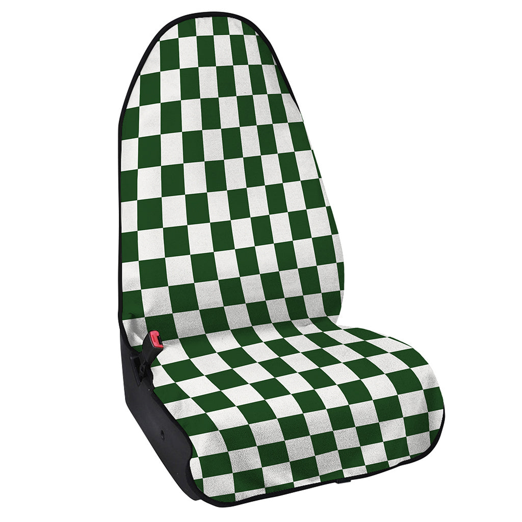 Forest Green And White Checkered Print Waterproof Car Seat Cover