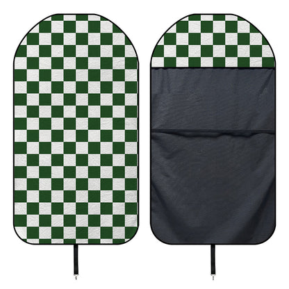 Forest Green And White Checkered Print Waterproof Car Seat Cover