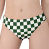 Forest Green And White Checkered Print Women's Panties