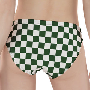 Forest Green And White Checkered Print Women's Panties