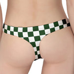 Forest Green And White Checkered Print Women's Thong