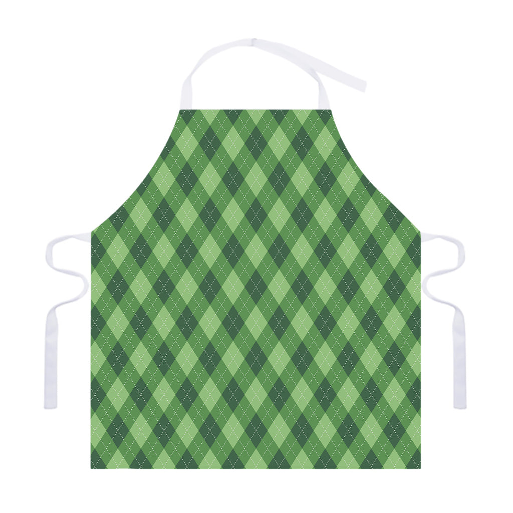 Forest Green Argyle Pattern Print Adjustable Apron