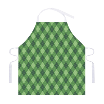 Forest Green Argyle Pattern Print Adjustable Apron