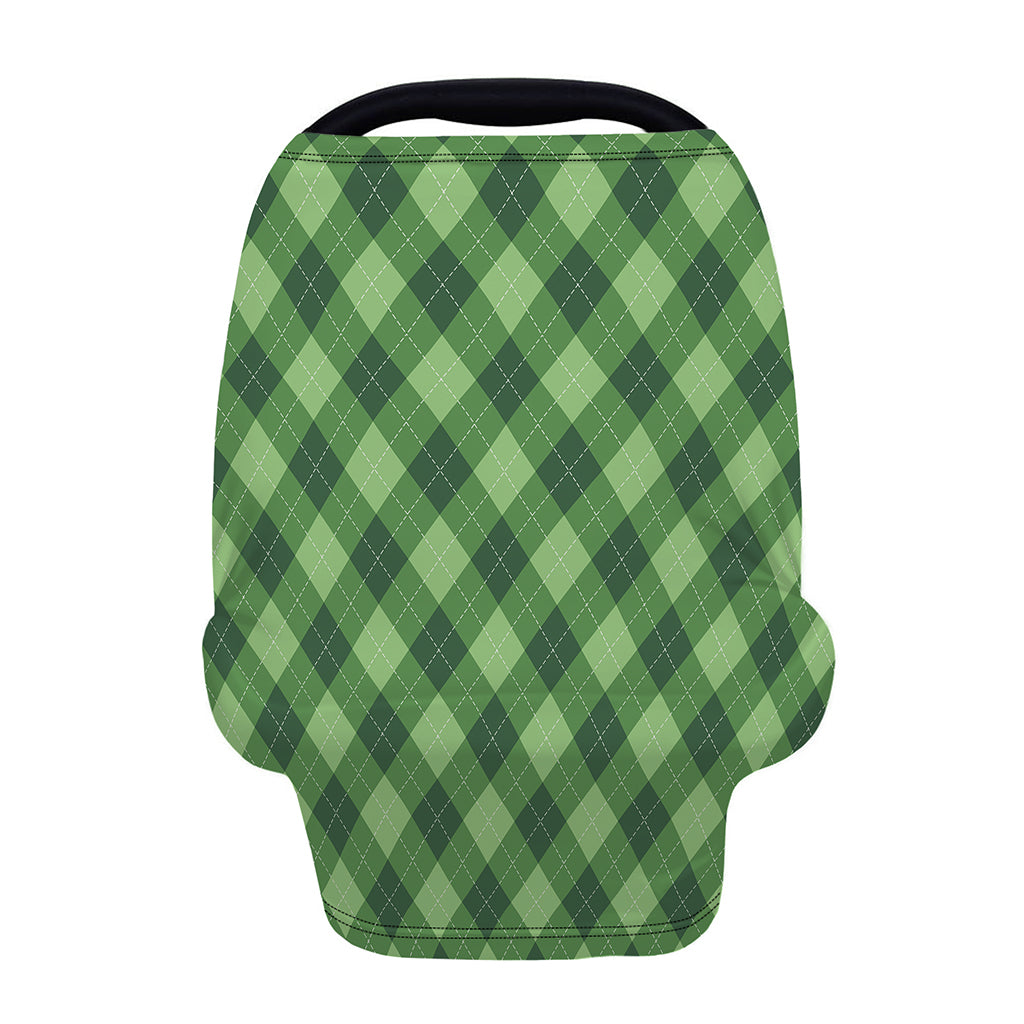 Forest Green Argyle Pattern Print Baby Seat Cover