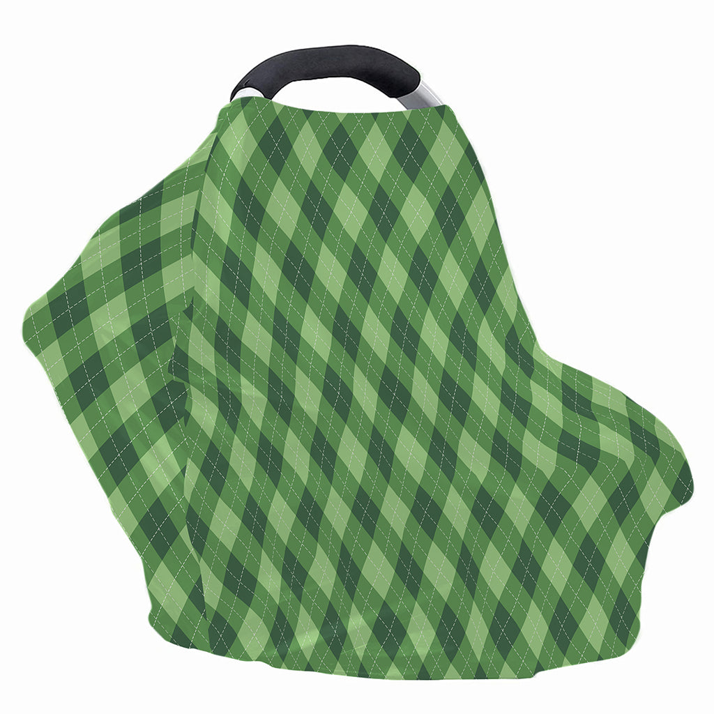 Forest Green Argyle Pattern Print Baby Seat Cover