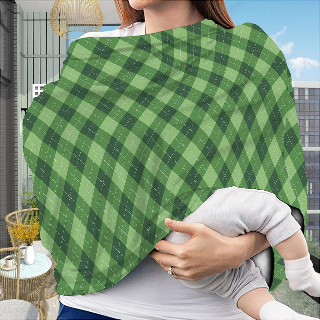 Forest Green Argyle Pattern Print Baby Seat Cover