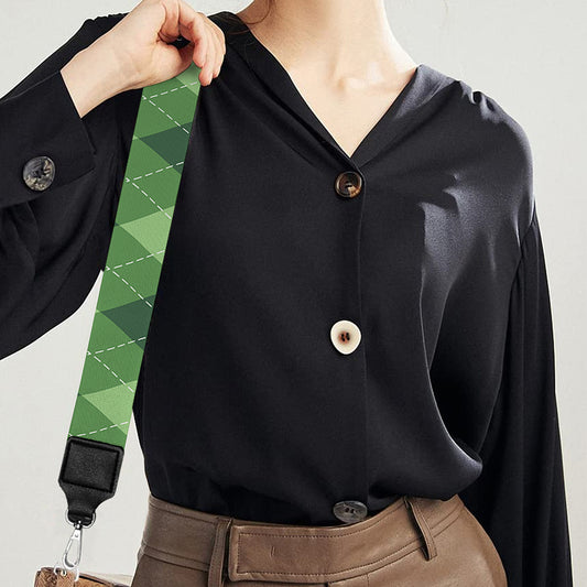 Forest Green Argyle Pattern Print Bag Strap