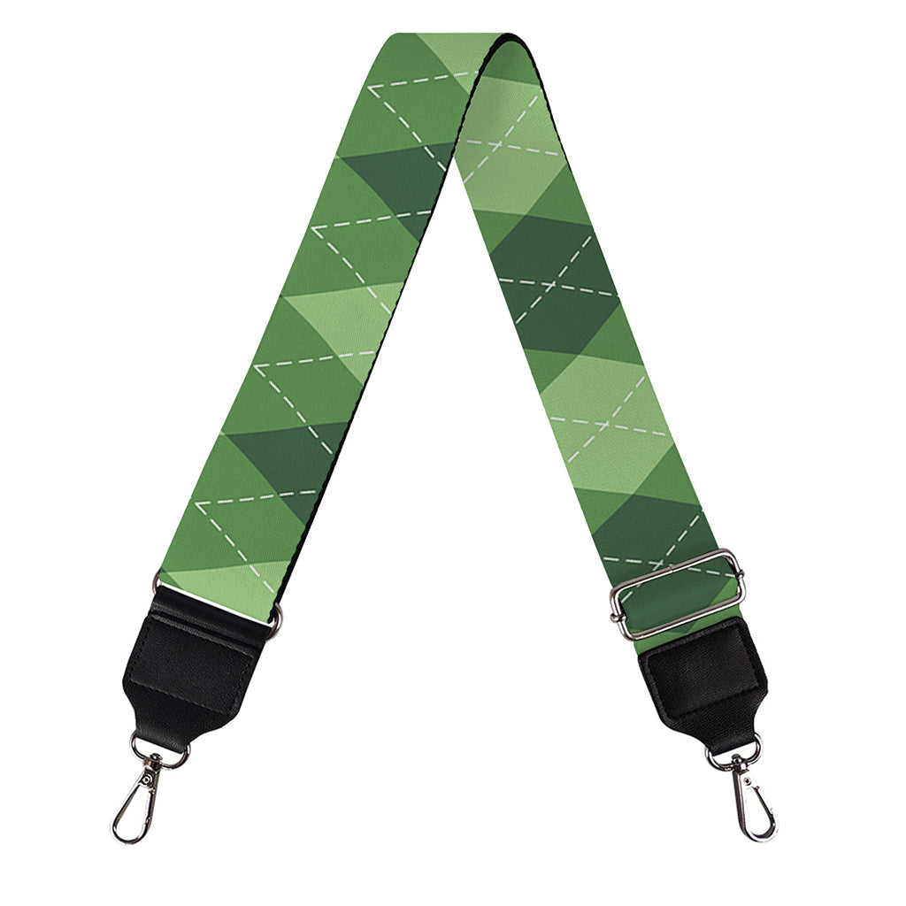 Forest Green Argyle Pattern Print Bag Strap