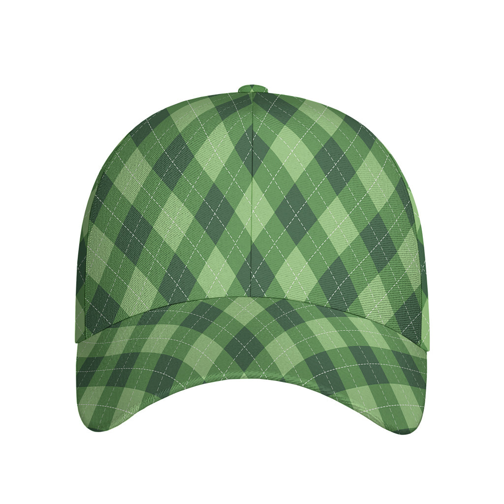 Forest Green Argyle Pattern Print Baseball Cap