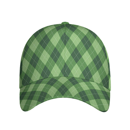 Forest Green Argyle Pattern Print Baseball Cap