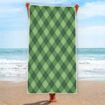 Forest Green Argyle Pattern Print Beach Towel