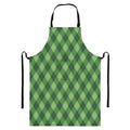 Forest Green Argyle Pattern Print Bib Apron With Pocket
