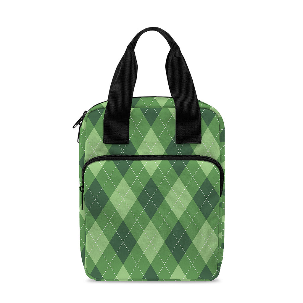 Forest Green Argyle Pattern Print Bible Tote Bag