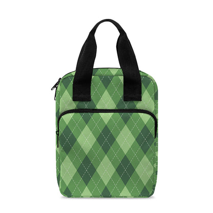 Forest Green Argyle Pattern Print Bible Tote Bag