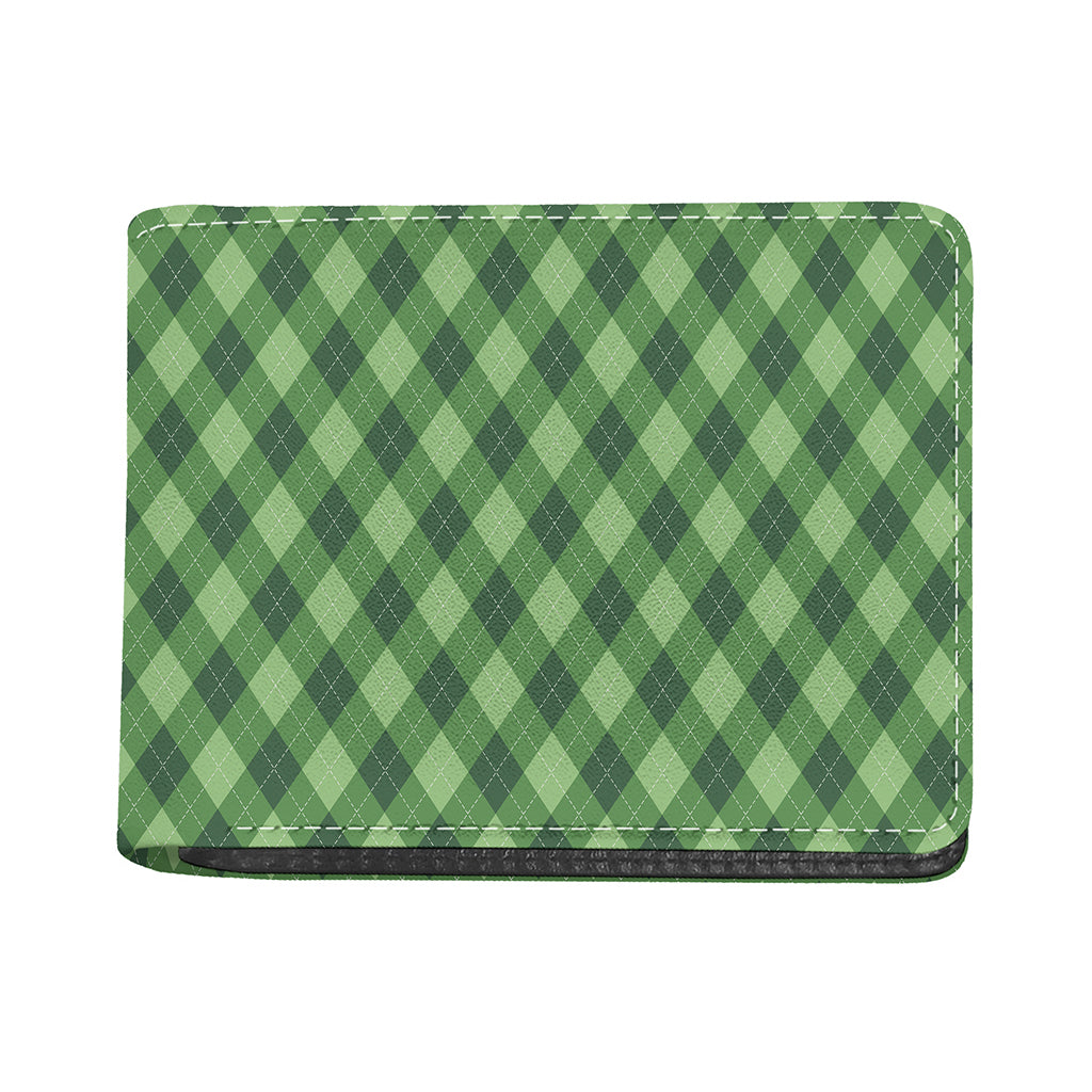 Forest Green Argyle Pattern Print Bifold Wallet
