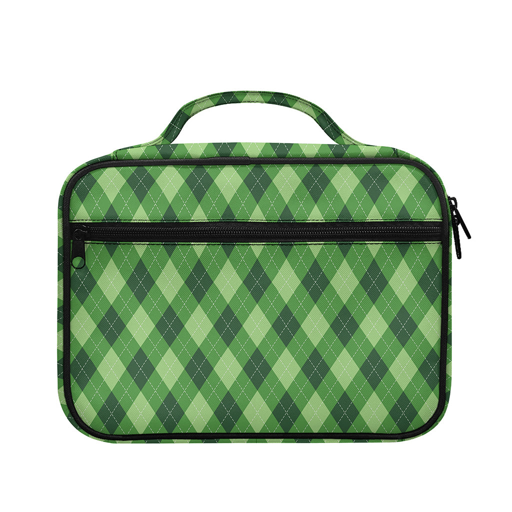 Forest Green Argyle Pattern Print Briefcase Bible Bag