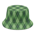 Forest Green Argyle Pattern Print Bucket Hat