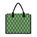 Forest Green Argyle Pattern Print Canvas Tote Bag