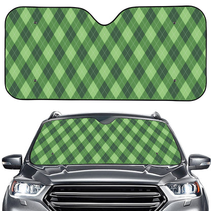 Forest Green Argyle Pattern Print Car Windshield Sun Shade