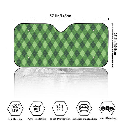 Forest Green Argyle Pattern Print Car Windshield Sun Shade