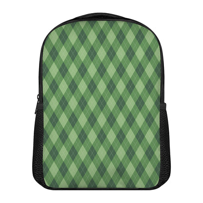 Forest Green Argyle Pattern Print Casual Backpack