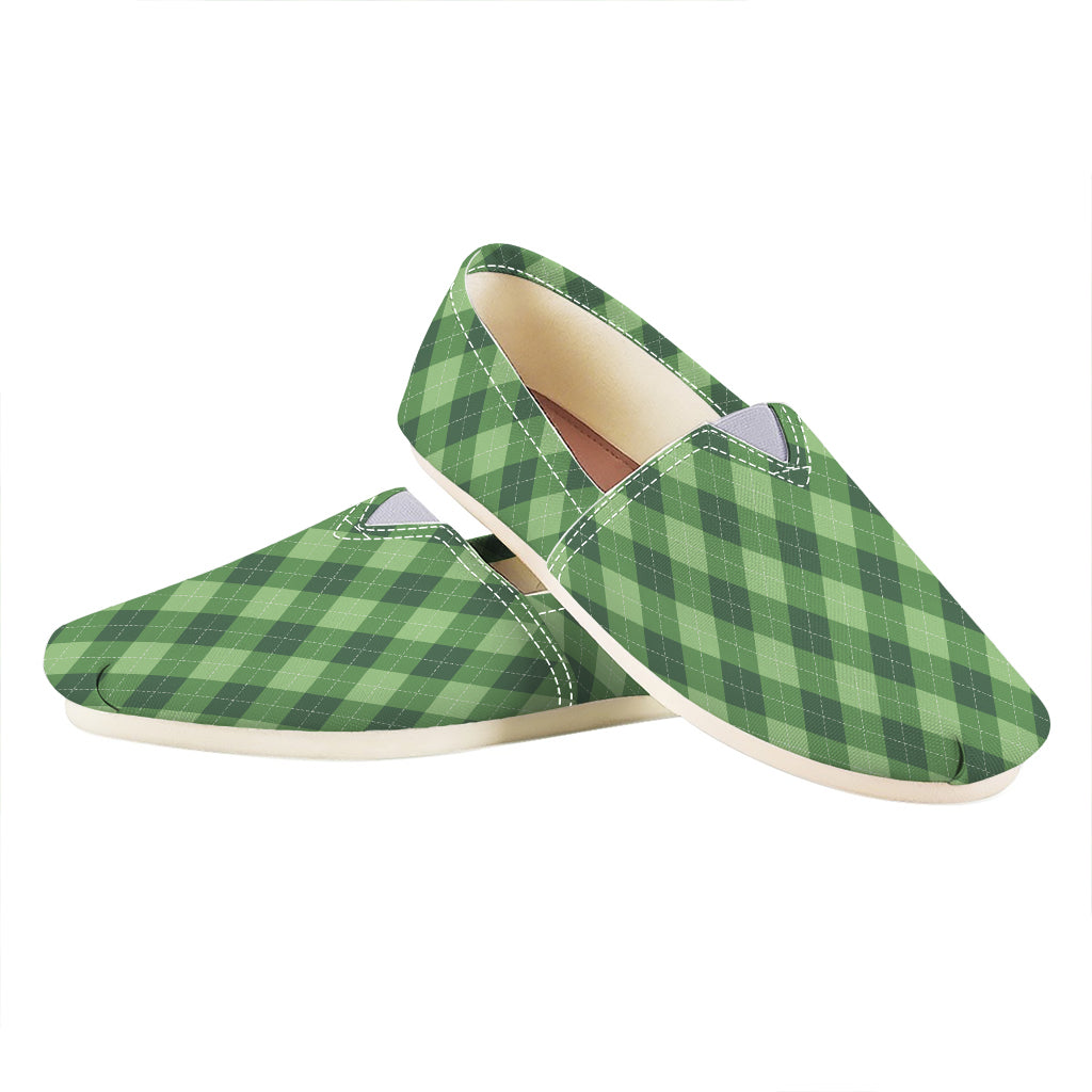 Forest Green Argyle Pattern Print Casual Shoes