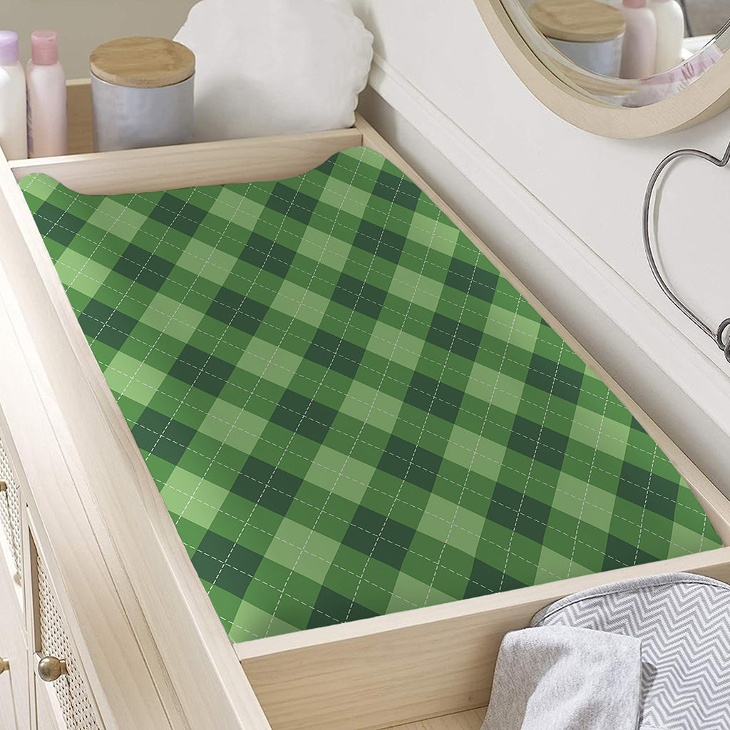 Forest Green Argyle Pattern Print Changing Pad Cover