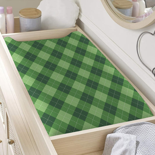 Forest Green Argyle Pattern Print Changing Pad Cover