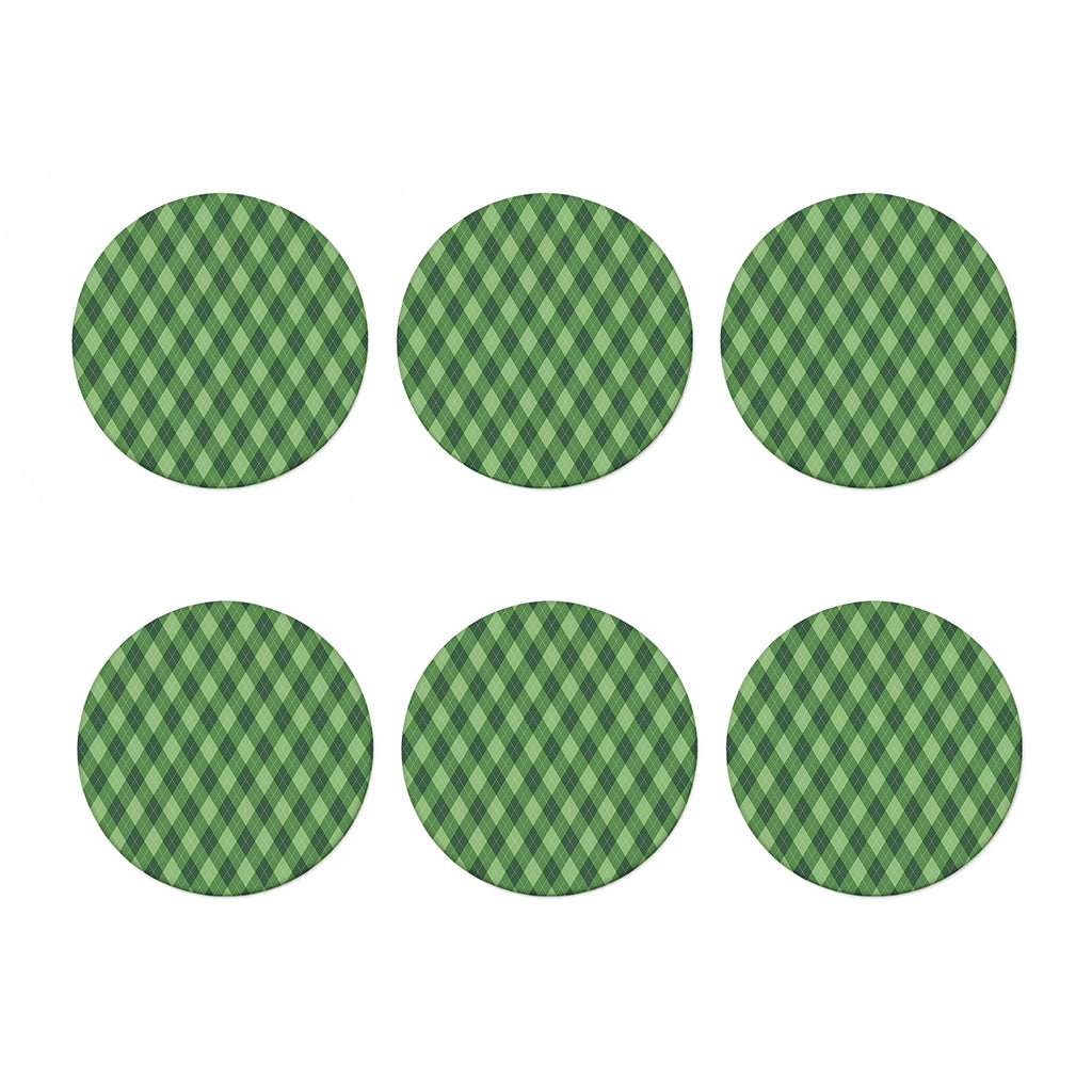 Forest Green Argyle Pattern Print Coaster Set