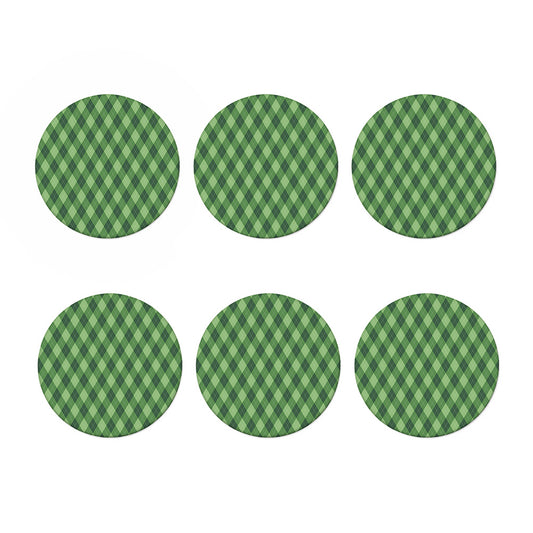 Forest Green Argyle Pattern Print Coaster Set