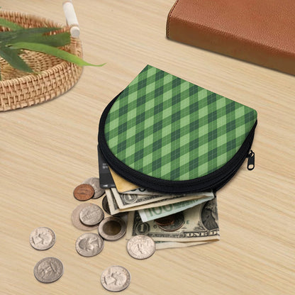 Forest Green Argyle Pattern Print Coin Purse
