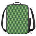 Forest Green Argyle Pattern Print Crossbody Lunch Bag