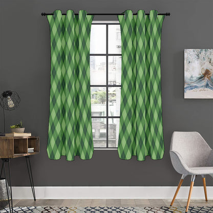 Forest Green Argyle Pattern Print Curtain
