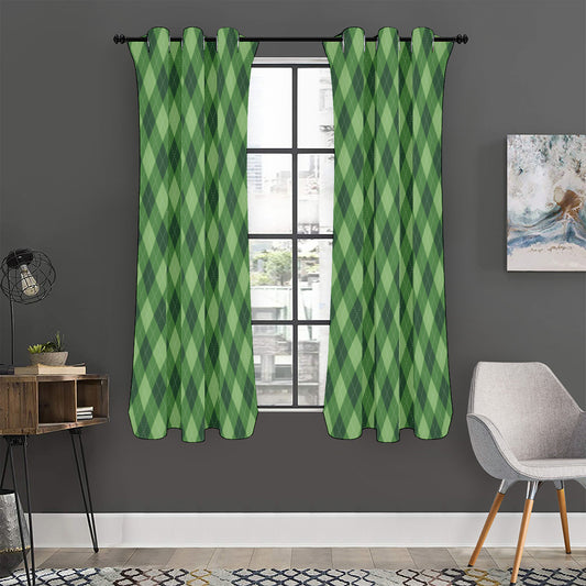 Forest Green Argyle Pattern Print Curtain