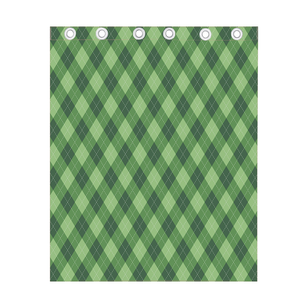 Forest Green Argyle Pattern Print Curtain