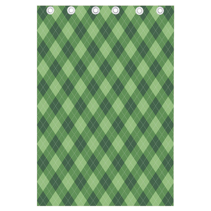 Forest Green Argyle Pattern Print Curtain