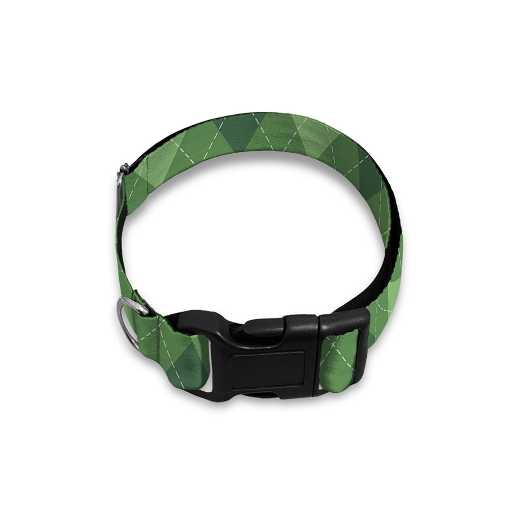 Forest Green Argyle Pattern Print Dog Collar