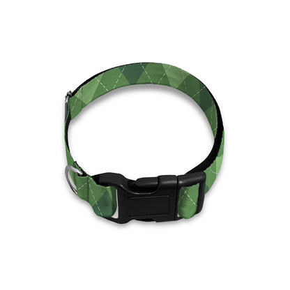 Forest Green Argyle Pattern Print Dog Collar