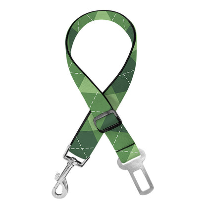 Forest Green Argyle Pattern Print Dog Seat Belt