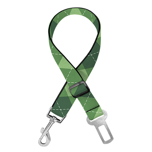 Forest Green Argyle Pattern Print Dog Seat Belt