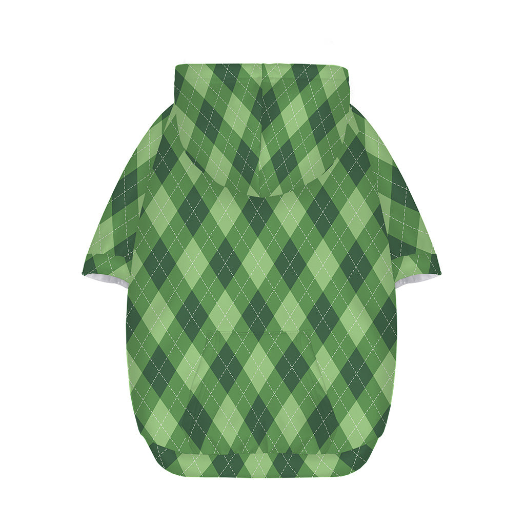 Forest Green Argyle Pattern Print Dog Zip Up Hoodie