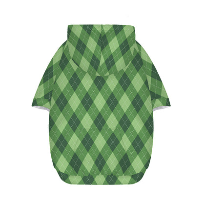 Forest Green Argyle Pattern Print Dog Zip Up Hoodie